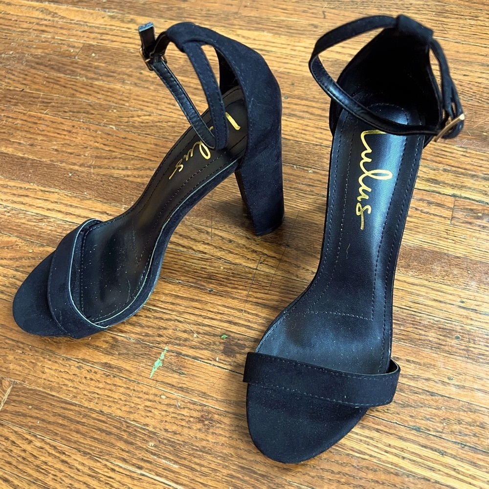 Lulu’s Ankle Strap Black Heels